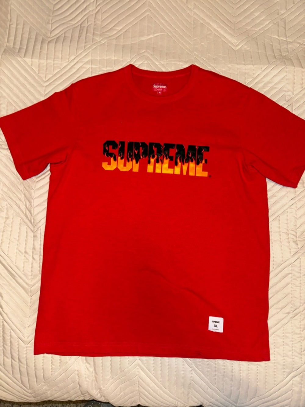 Supreme Red Tee with White Label